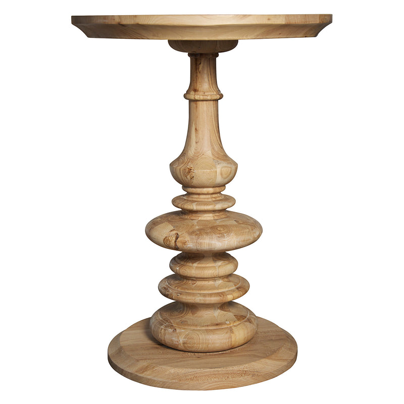 Noir Old Elm Pedestal Side Table