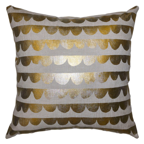 Square Feathers Golden Waves Throw Pillow