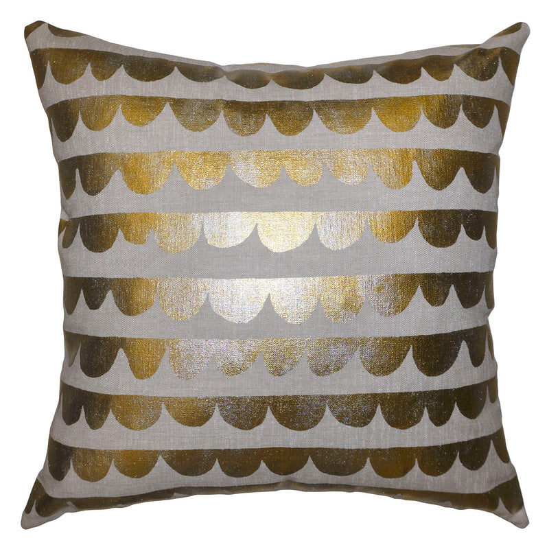 Square Feathers Golden Waves Throw Pillow
