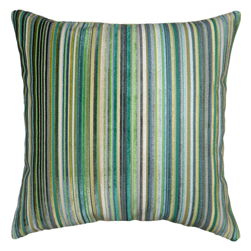 Square Feathers Greenery Stripe Throw Pillow