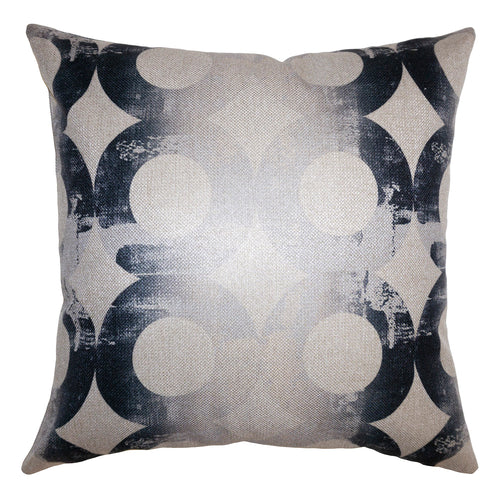 Square Feathers Gray and Black Rings Throw Pillow