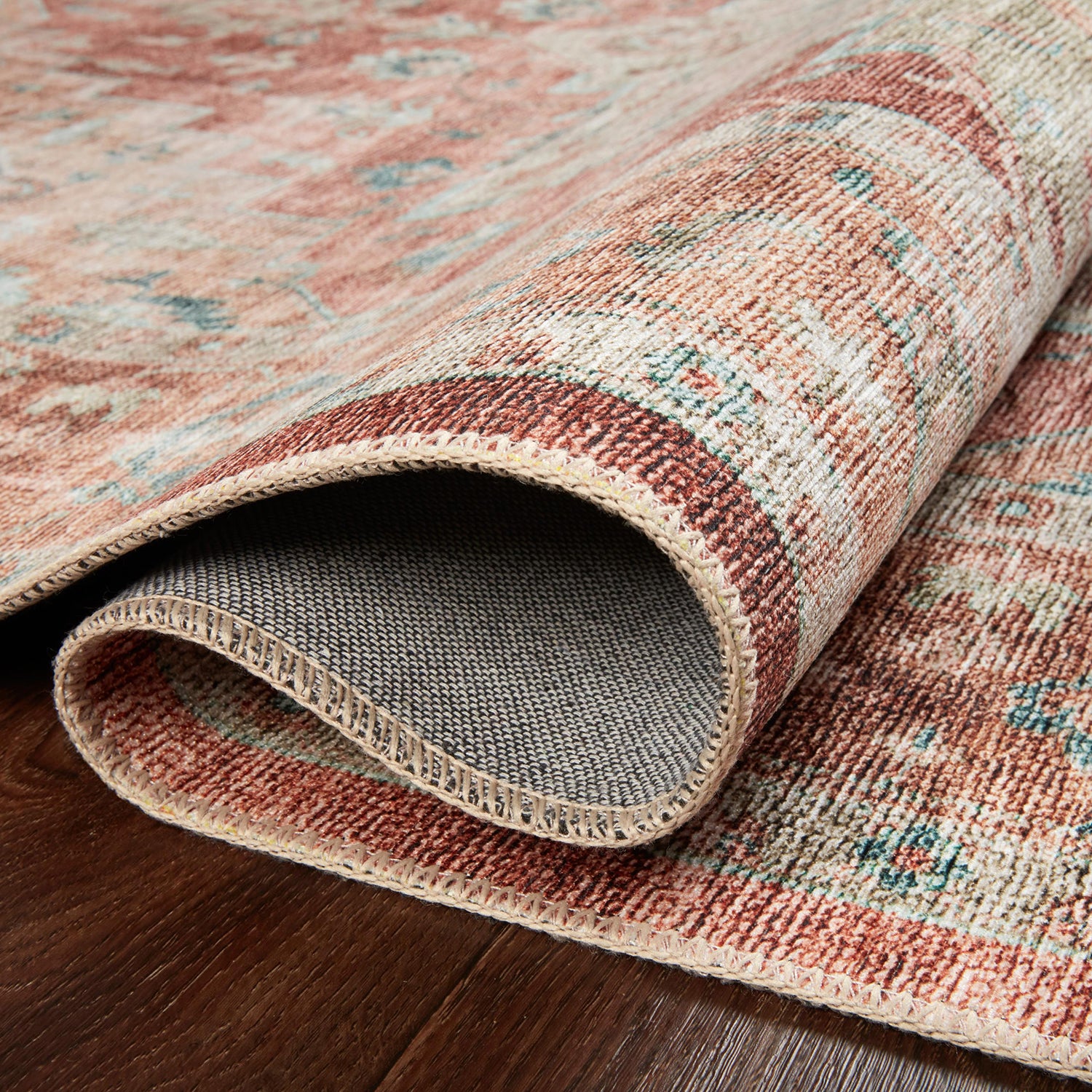 Loloi Heidi Terracotta/Aqua Power Loomed Rug