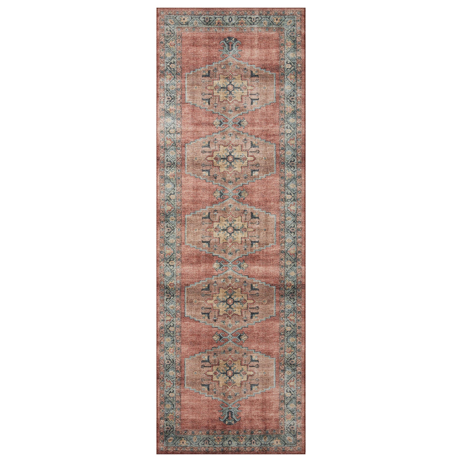 Loloi Heidi Spice/Aqua Power Loomed Rug
