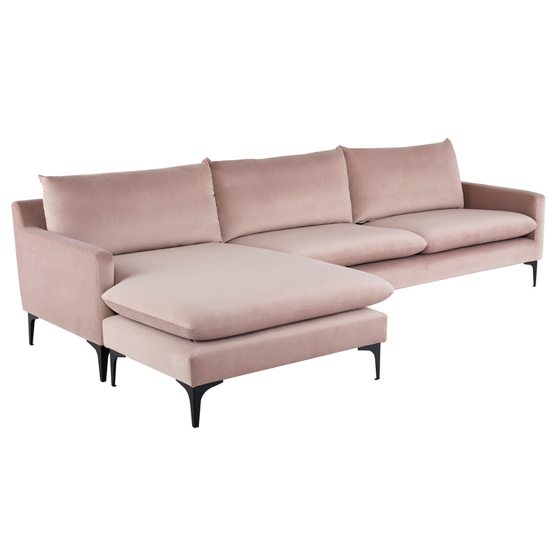 Anders Velour Sectional Sofa with Chaise