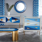 Jonathan Adler Harlequin Multi Blue Round Wall Mirror
