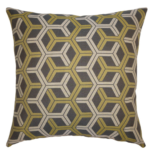 Square Feathers Hex Gray Throw Pillow