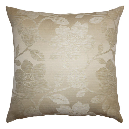 Square Feathers Ivory Floral Throw Pillow