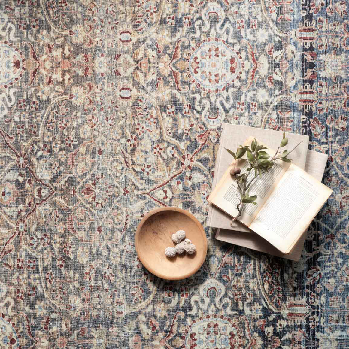 Chris Loves Julia × Loloi Jules Denim/Spice Power Loomed Rug