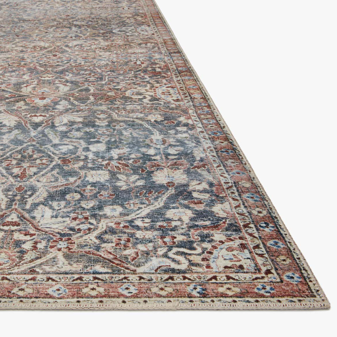 Chris Loves Julia × Loloi Jules Denim/Spice Power Loomed Rug