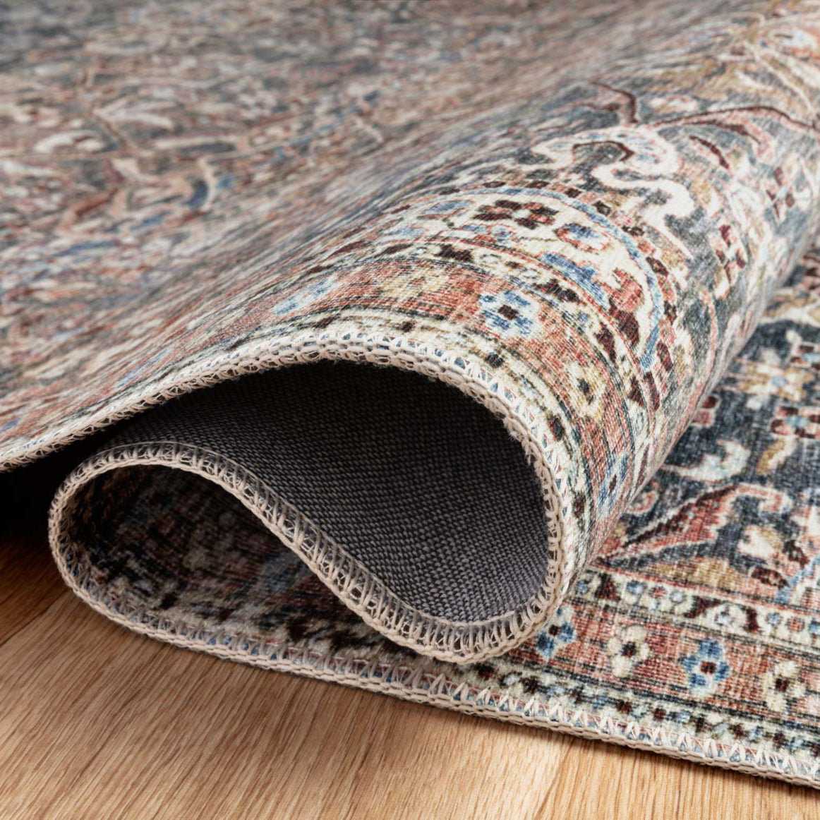 Chris Loves Julia × Loloi Jules Denim/Spice Power Loomed Rug