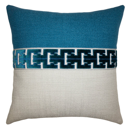 Square Feathers Jager Aqua Throw Pillow