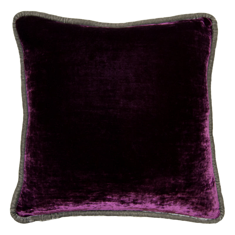 Square Feathers Jewel Aubergine Silver Throw Pillow