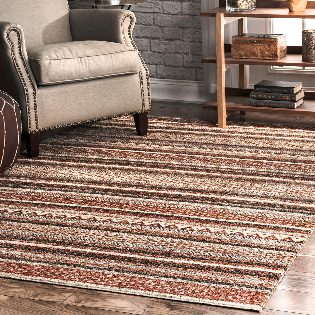 Crow Stripe Machine Made Rug