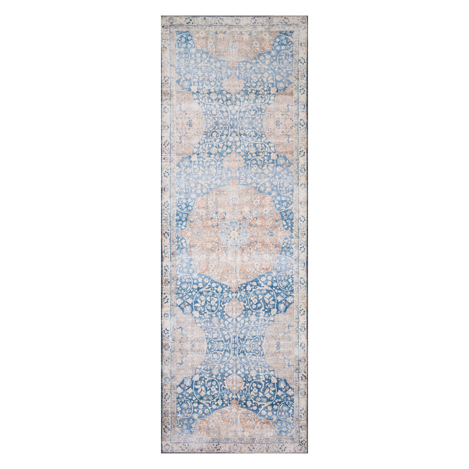 Loloi Layla Blue/Tangerine Power Loomed Rug