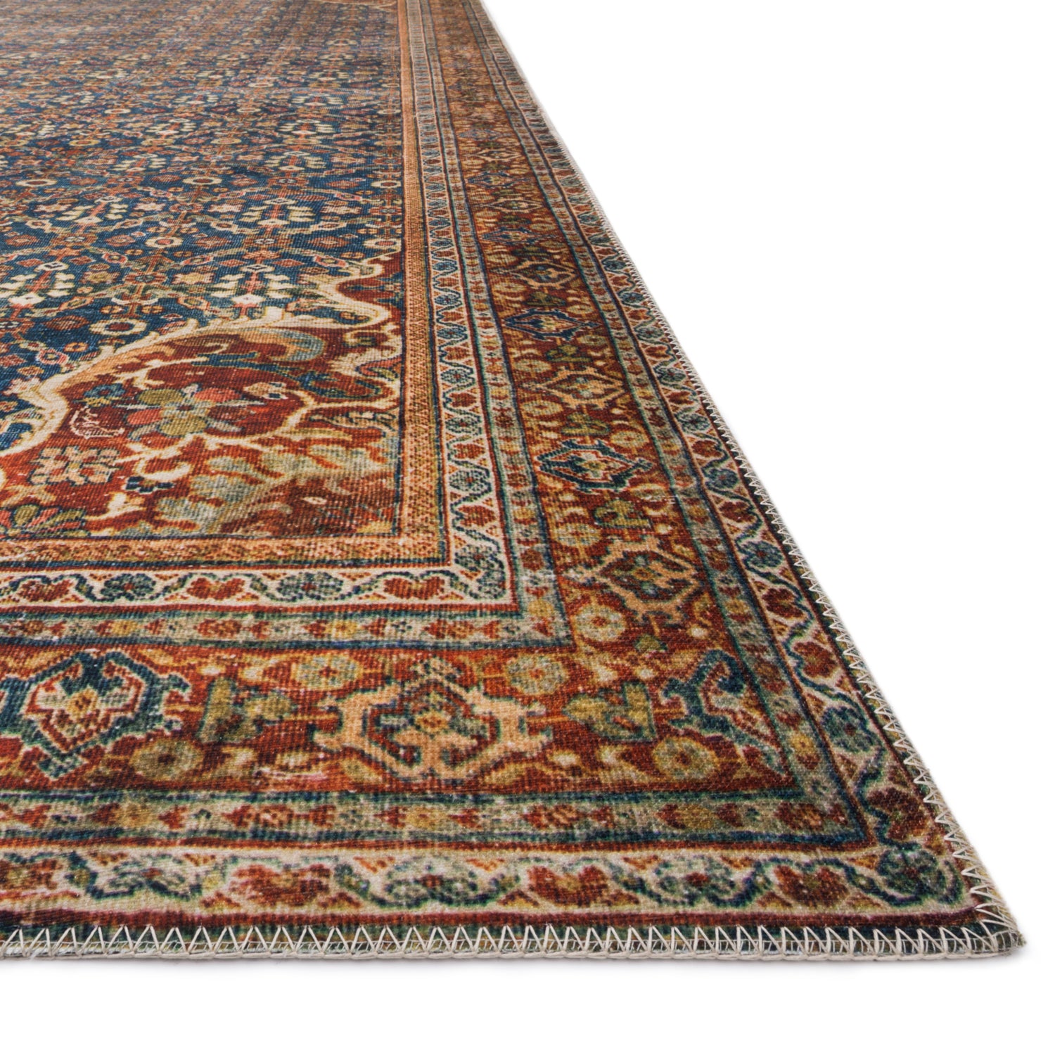 Loloi Layla Cobalt Blue/Spice Power Loomed Rug