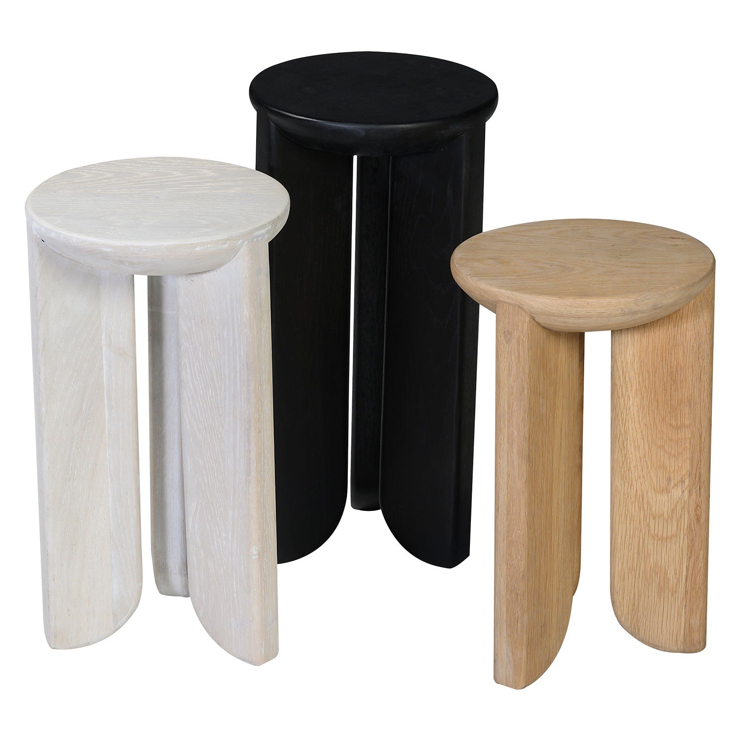 Union Home Hemi White Wash Side Table Set of 2