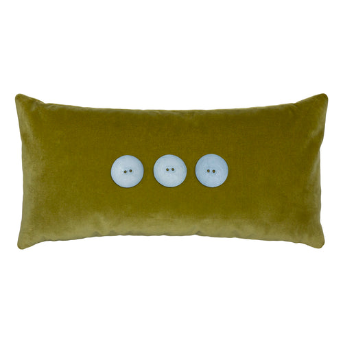 Square Feathers Lantana 3 Button Wasabi Throw Pillow
