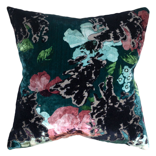 Square Feathers Lily Emerald Throw Pillow
