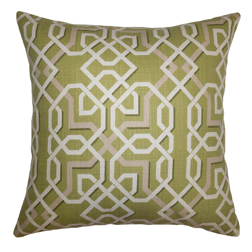 Square Feathers Lime Maze Throw Pillow