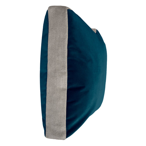 Square Feathers Luna Cyan Linen Edge Throw Pillow