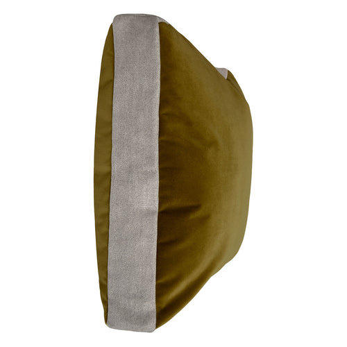 Square Feathers Luna Mustard Linen Edge Throw Pillow