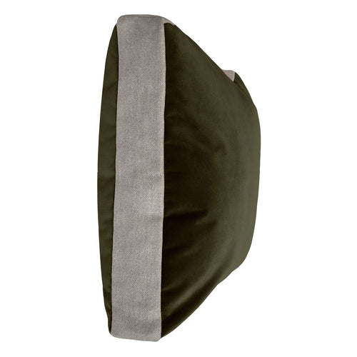 Square Feathers Luna Olive Linen Edge Throw Pillow