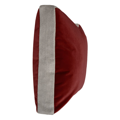 Square Feathers Luna Red Linen Edge Throw Pillow