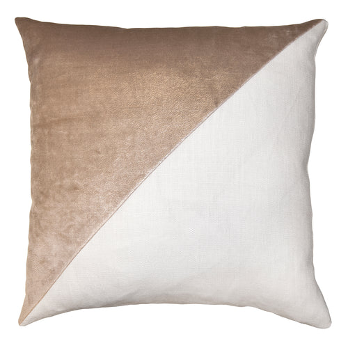 Square Feathers Lux Cashmere and Slubby Linen Bone Throw Pillow