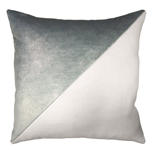 Square Feathers Lux Opalescent and Slubby Linen Bone Throw Pillow