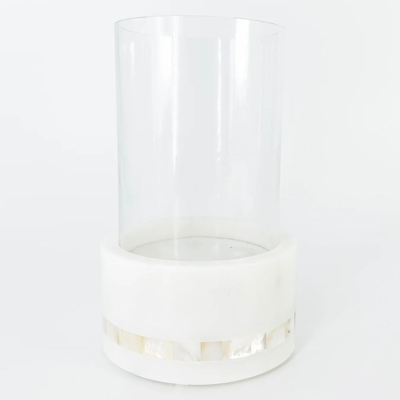 Anaya Mother of Pearl Marble Hurricane Candle Holder
