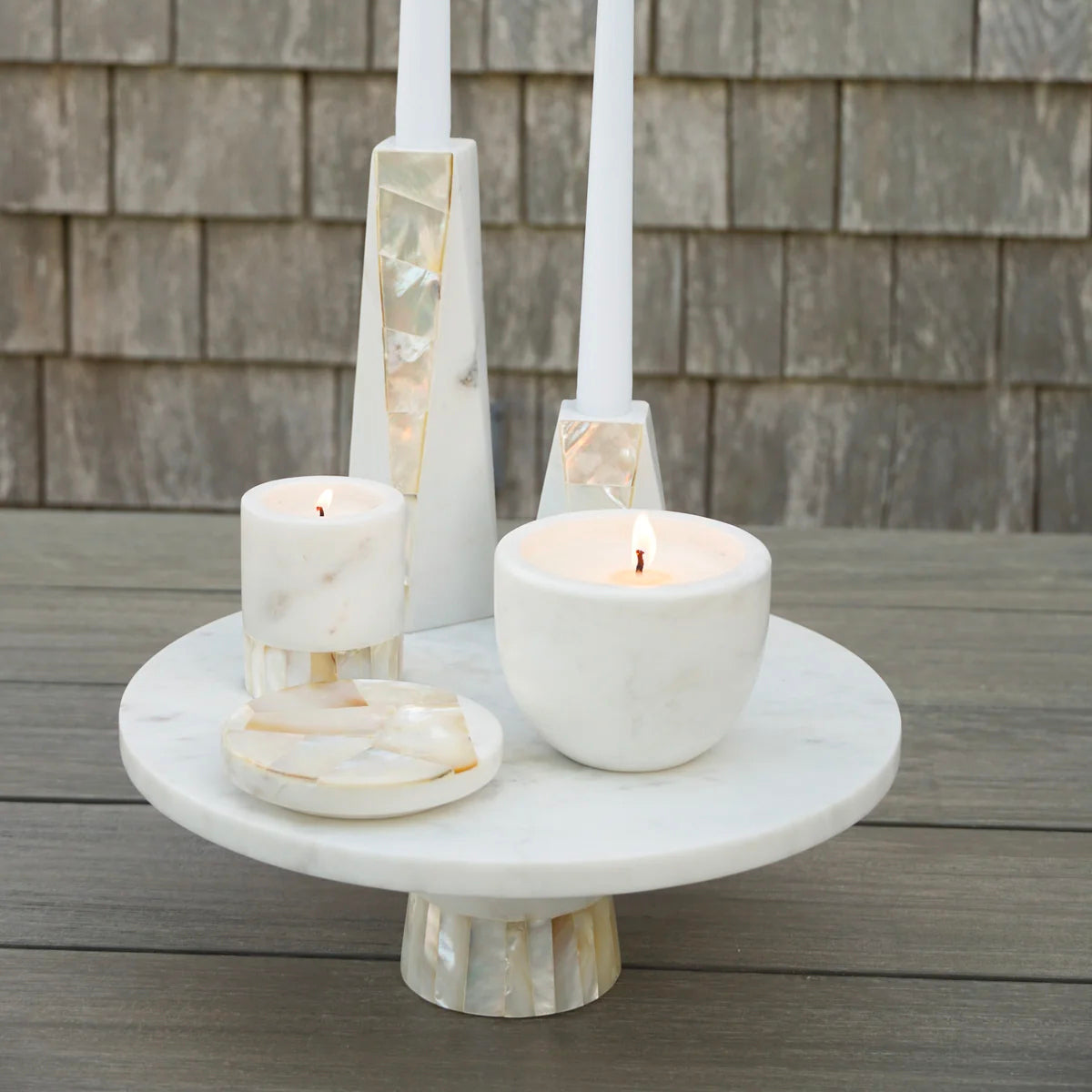 Anaya Mother of Pearl Lemongrass White/Small Candle