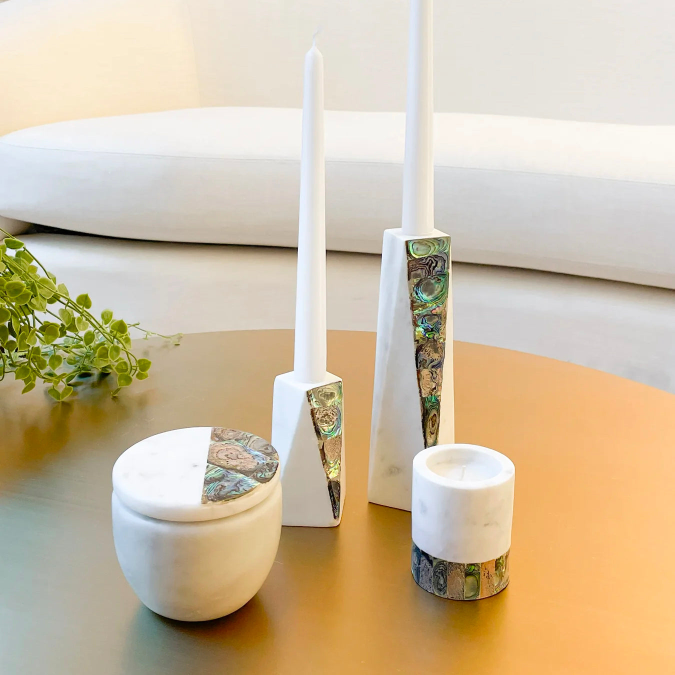 Anaya Mother of Pearl Eucalyptus Rainbow/Small Candle