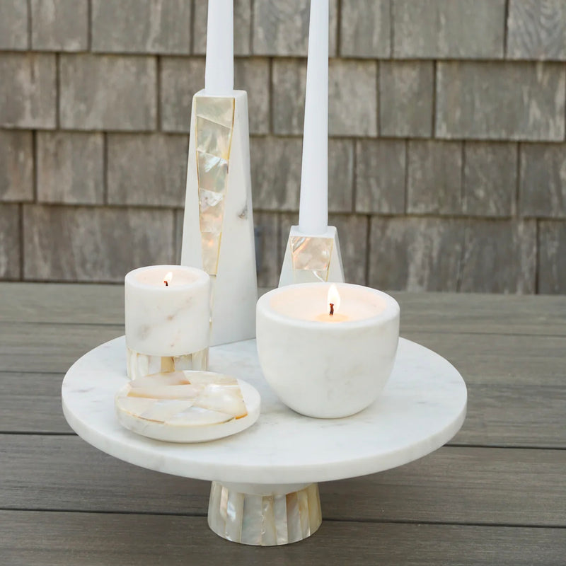 Anaya Mother of Pearl Marble Candle Holder