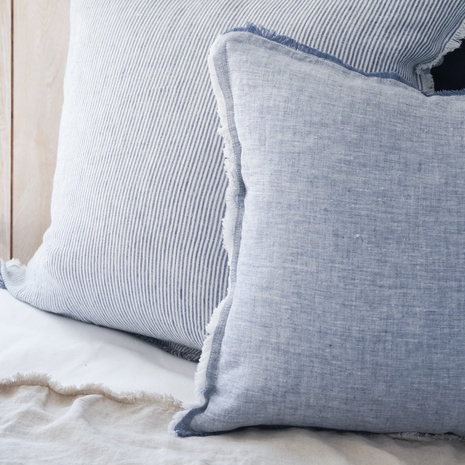 Anaya So Soft Chambray Blue Linen Throw Pillow