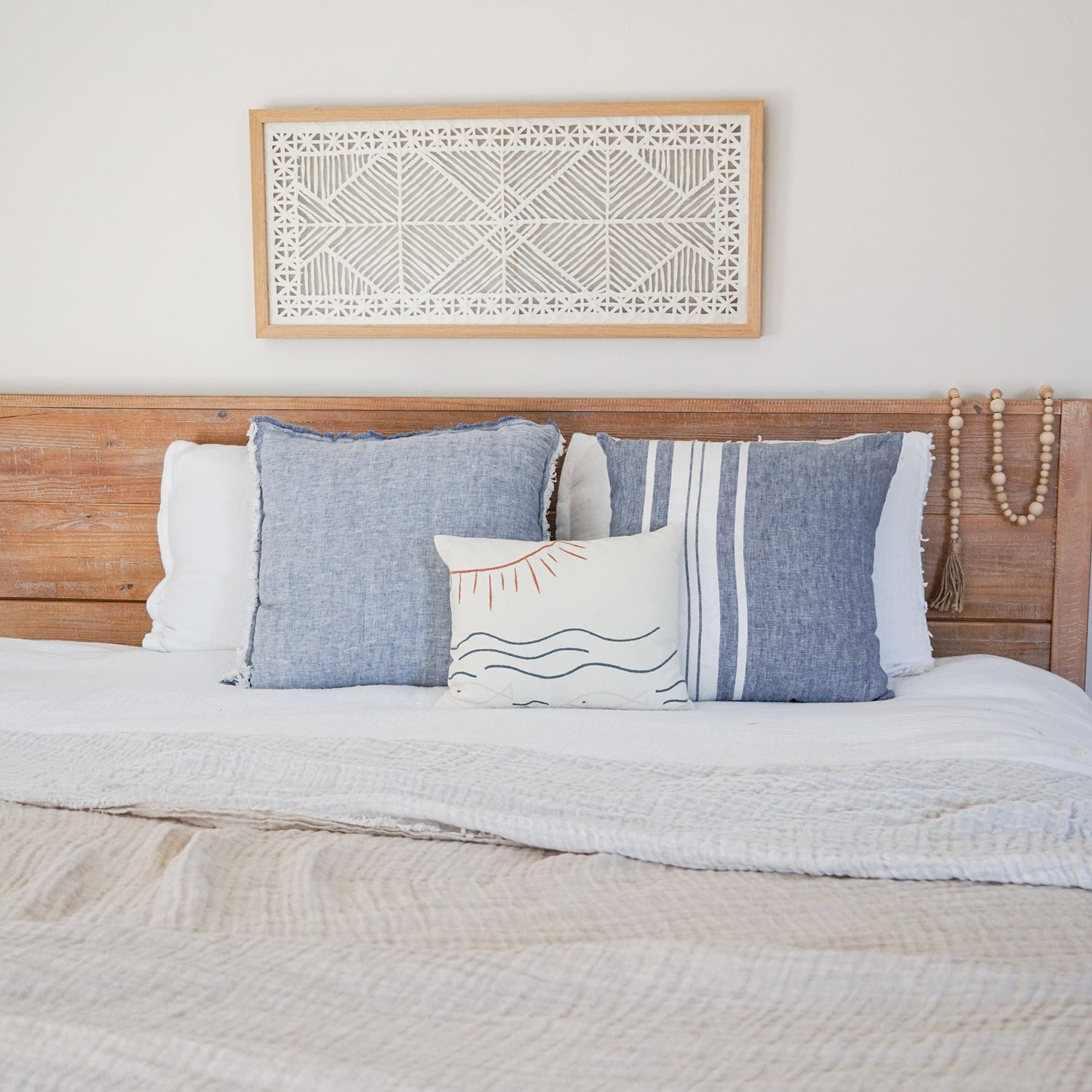 Anaya So Soft Chambray Blue Linen Throw Pillow