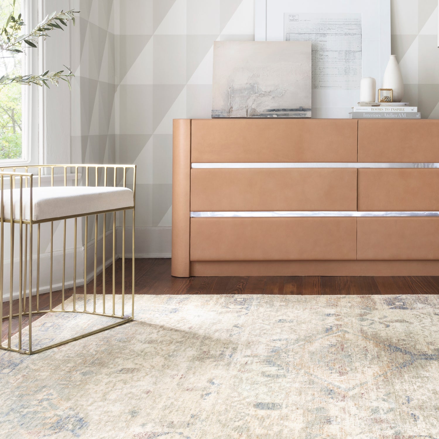 Loloi Revere Ivory/Blue Power Loomed Rug