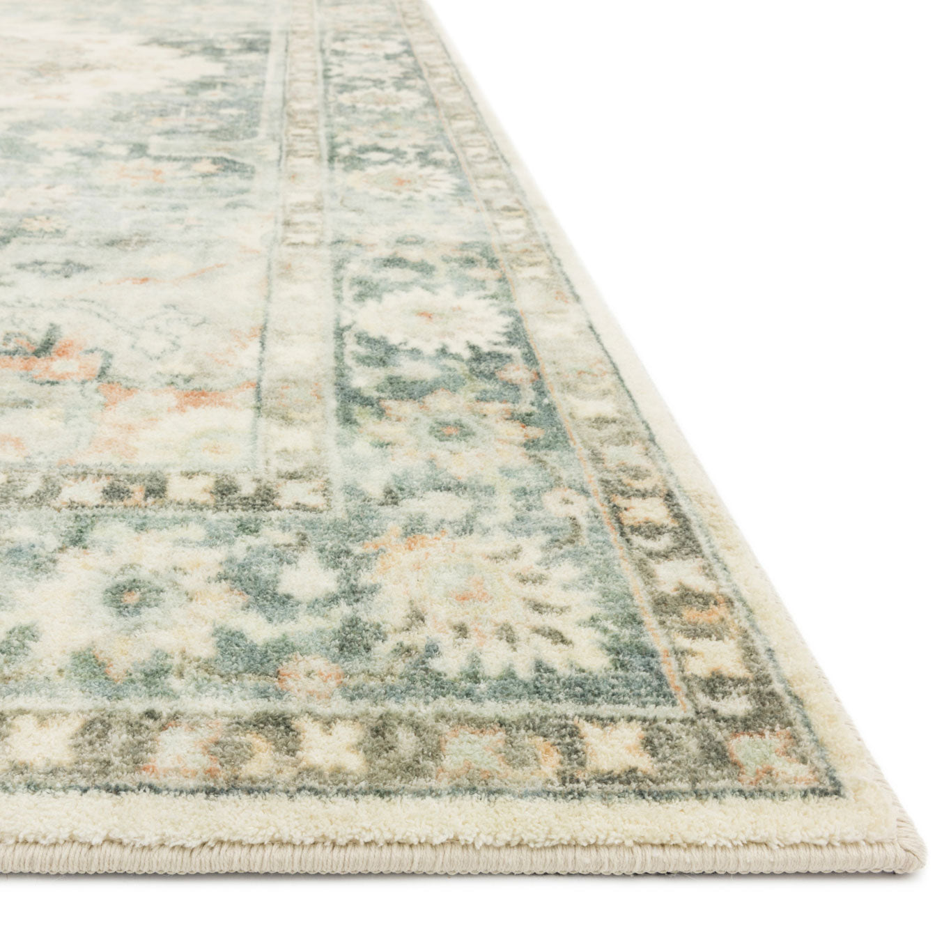 Loloi Rosette Teal/Ivory Power Loomed Rug