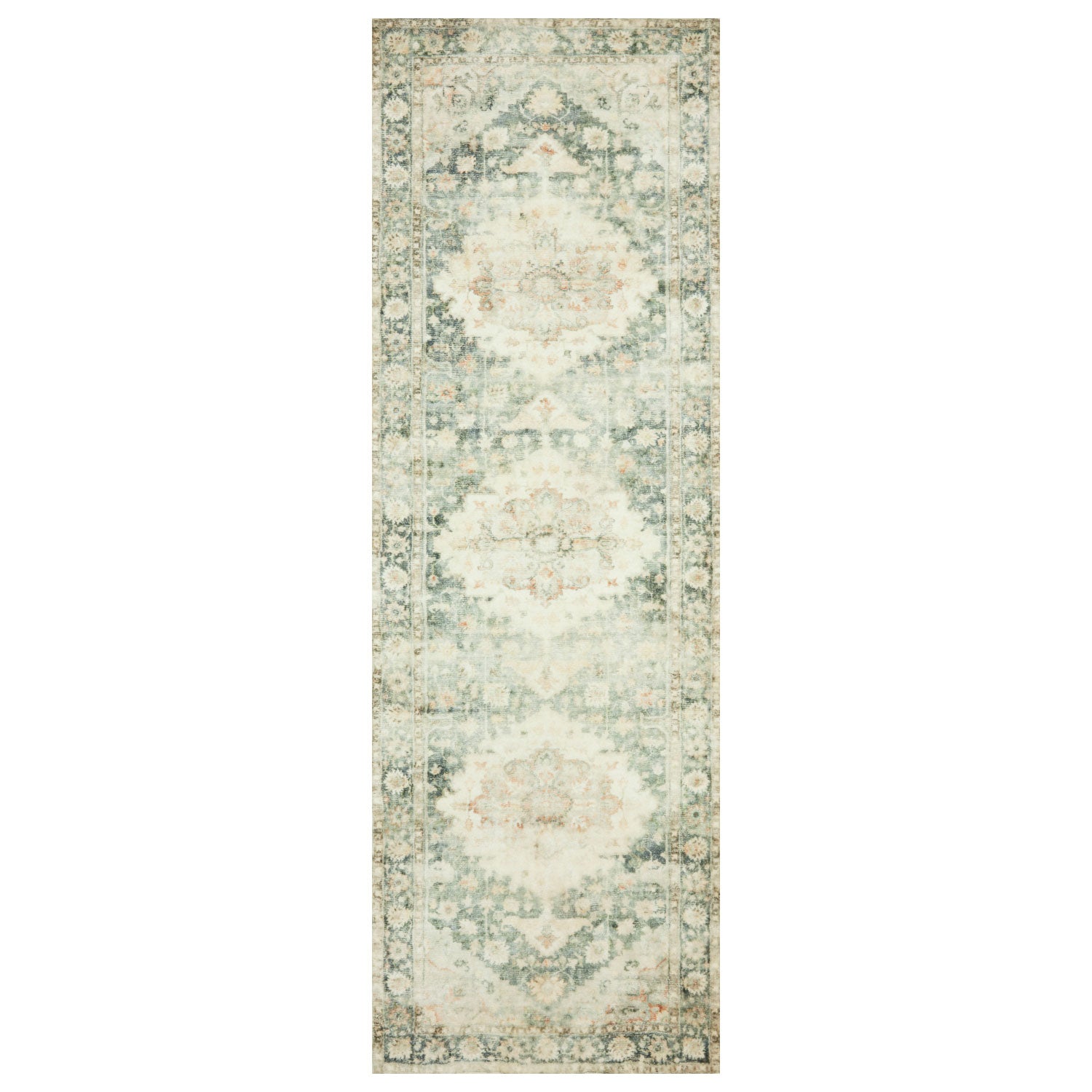 Loloi Rosette Teal/Ivory Power Loomed Rug