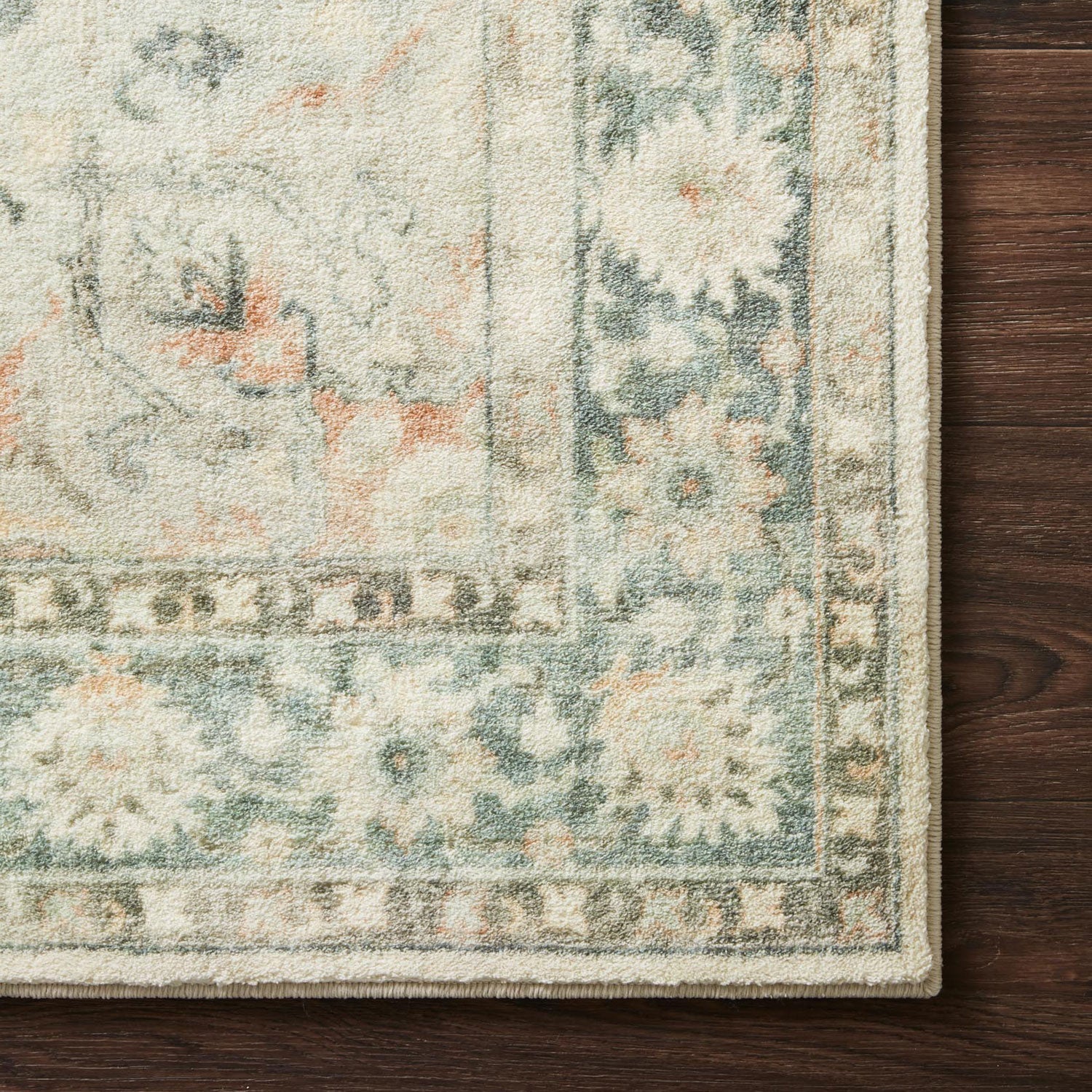 Loloi Rosette Teal/Ivory Power Loomed Rug