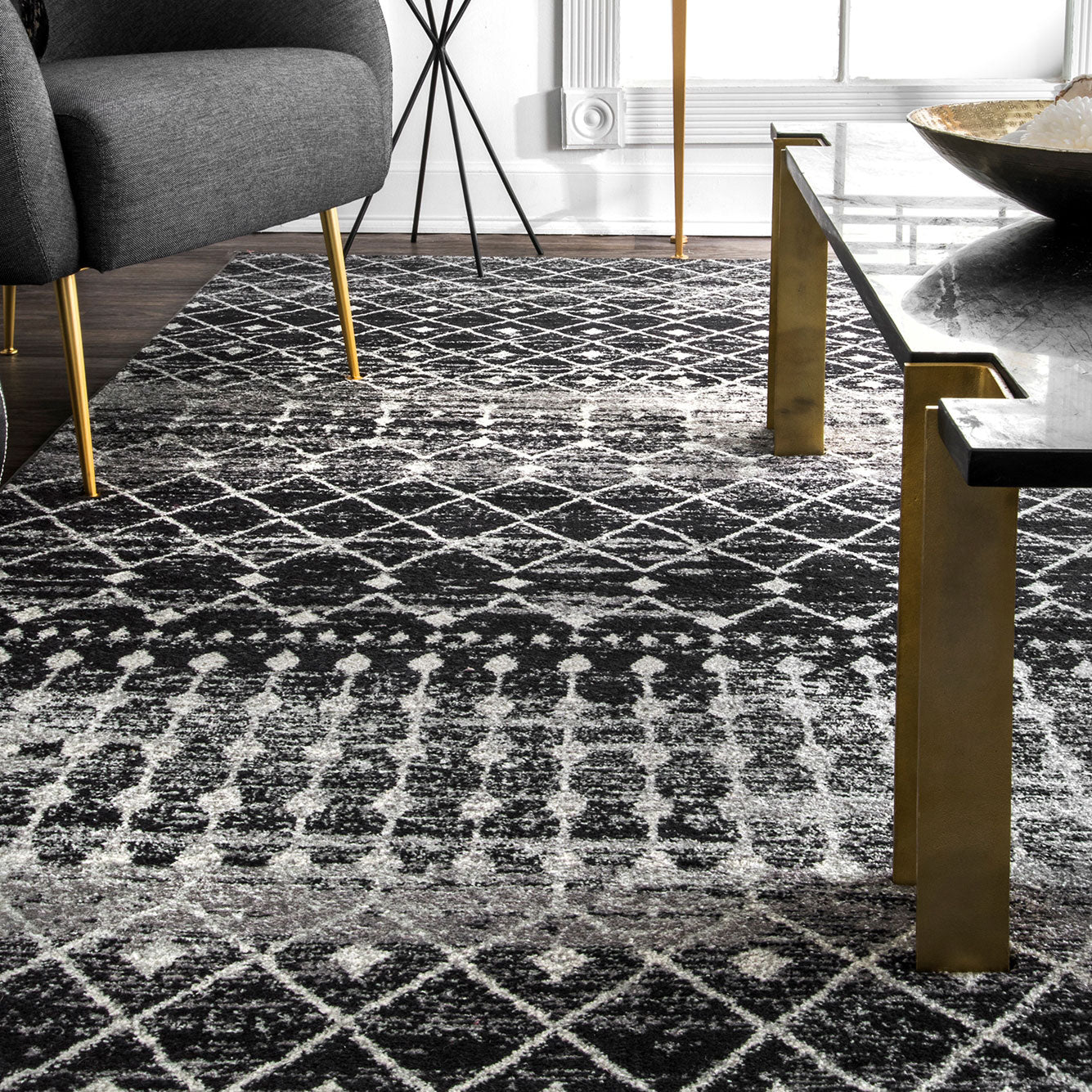 Acoma Machine Made Rug - Paynes Gray