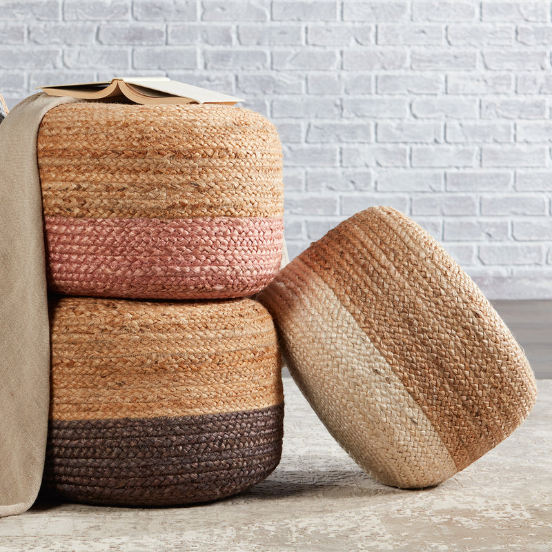 Jaipur Living Saba Oliana Jute Pouf Paynes Gray