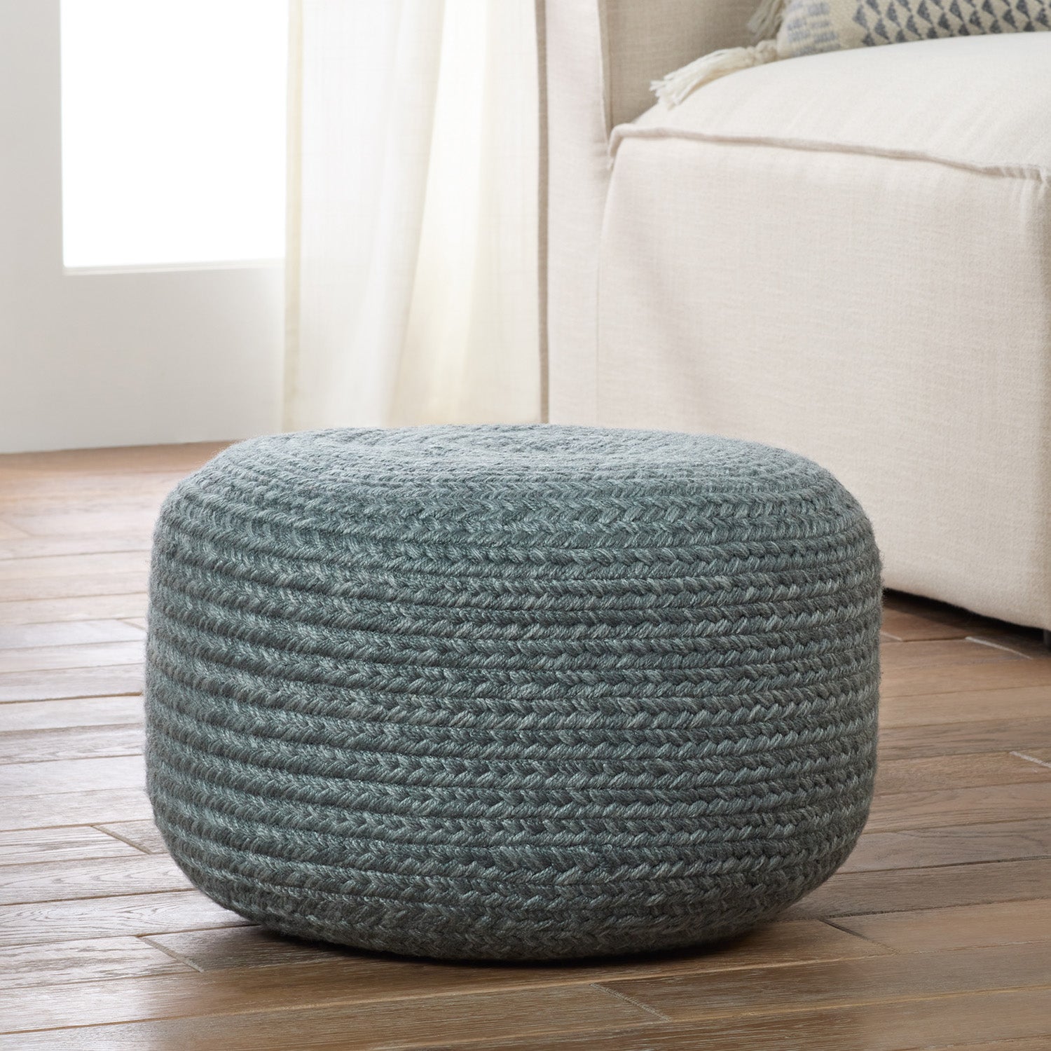 Vibe by Jaipur Living Saba Solar Grayton Indoor/Outdoor Pouf