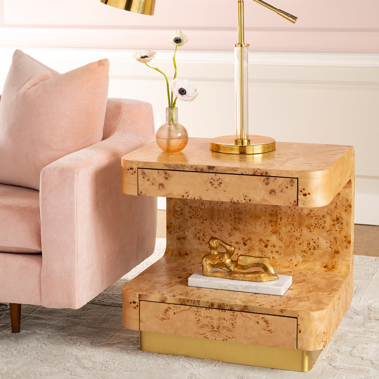 Villa and House Emil 2 Drawer Side Table