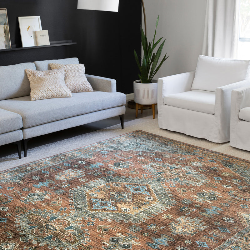 Loloi II Skye Terracotta/Sky Power Loomed Rug Paynes Gray