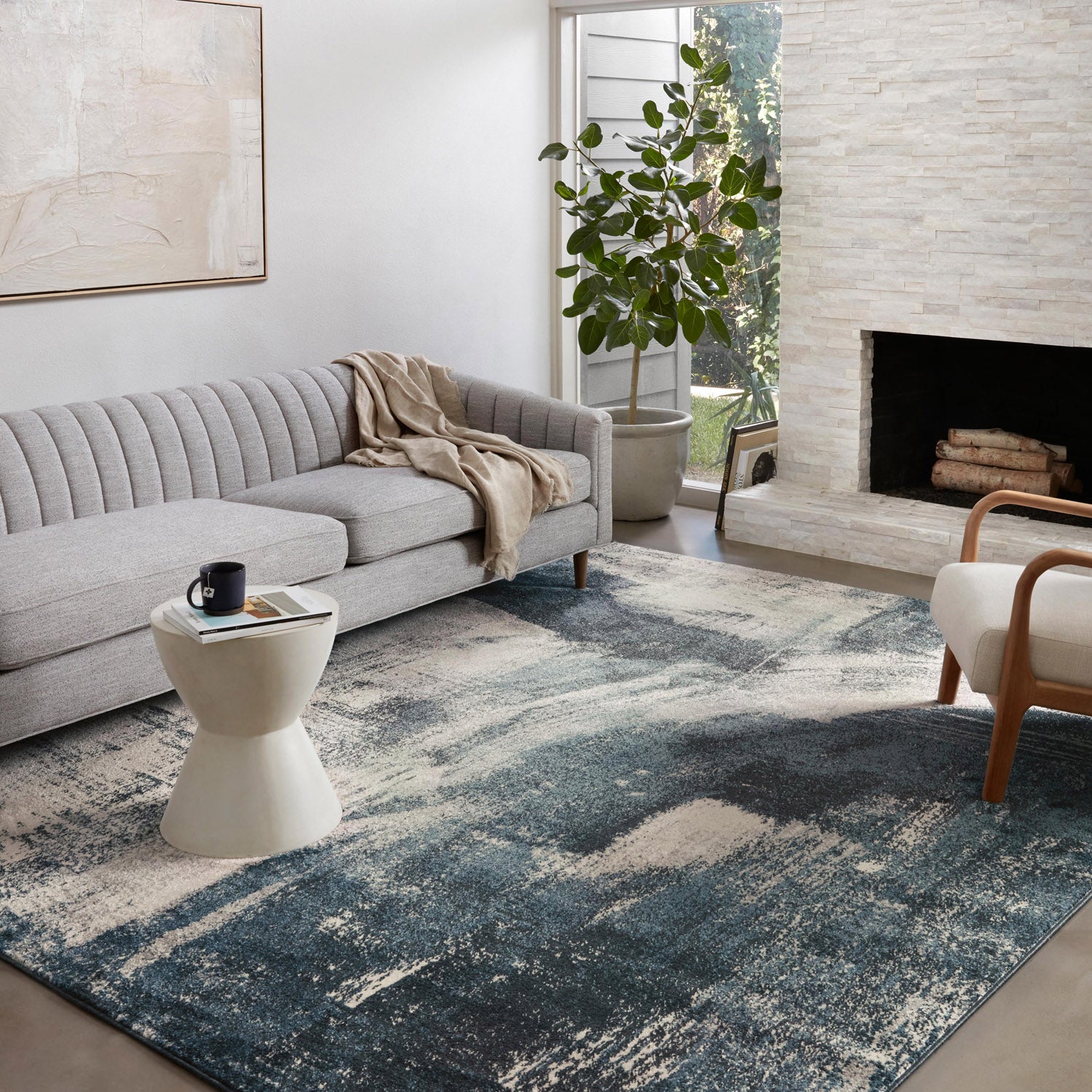 Loloi Spirit Indigo/Ivory Power Loomed Rug