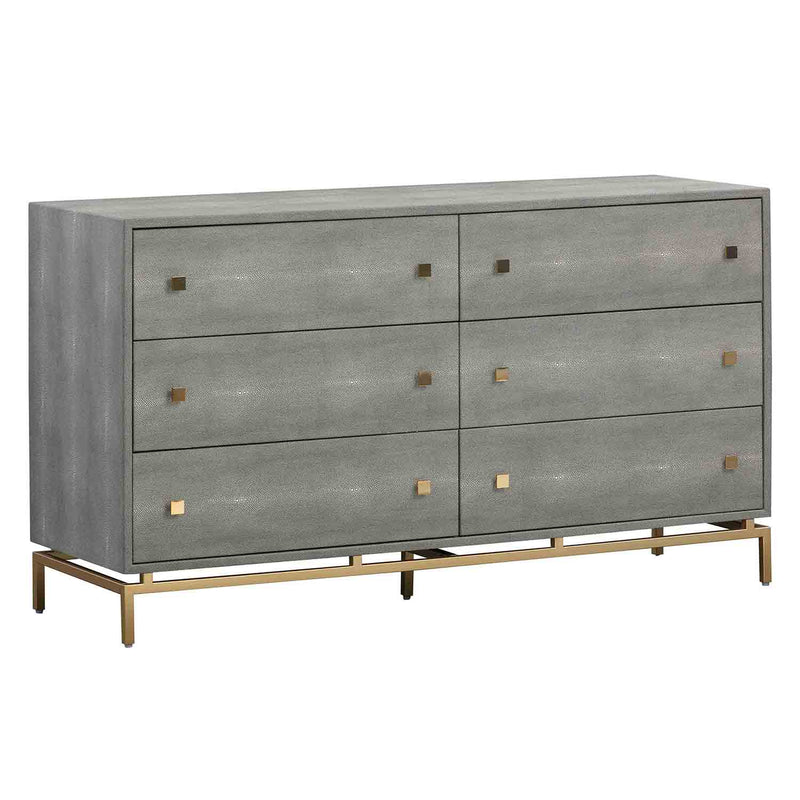 TOV Furniture Pesce Shagreen 6 Drawer Dresser Paynes Gray