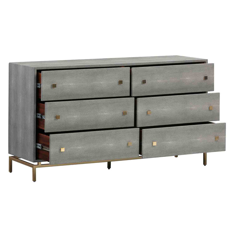 TOV Furniture Pesce Shagreen 6 Drawer Dresser Paynes Gray
