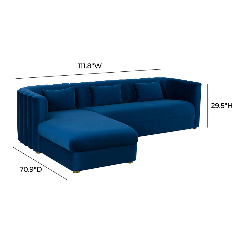 TOV Furniture Callie Velvet Left Arm Sectional Sofa