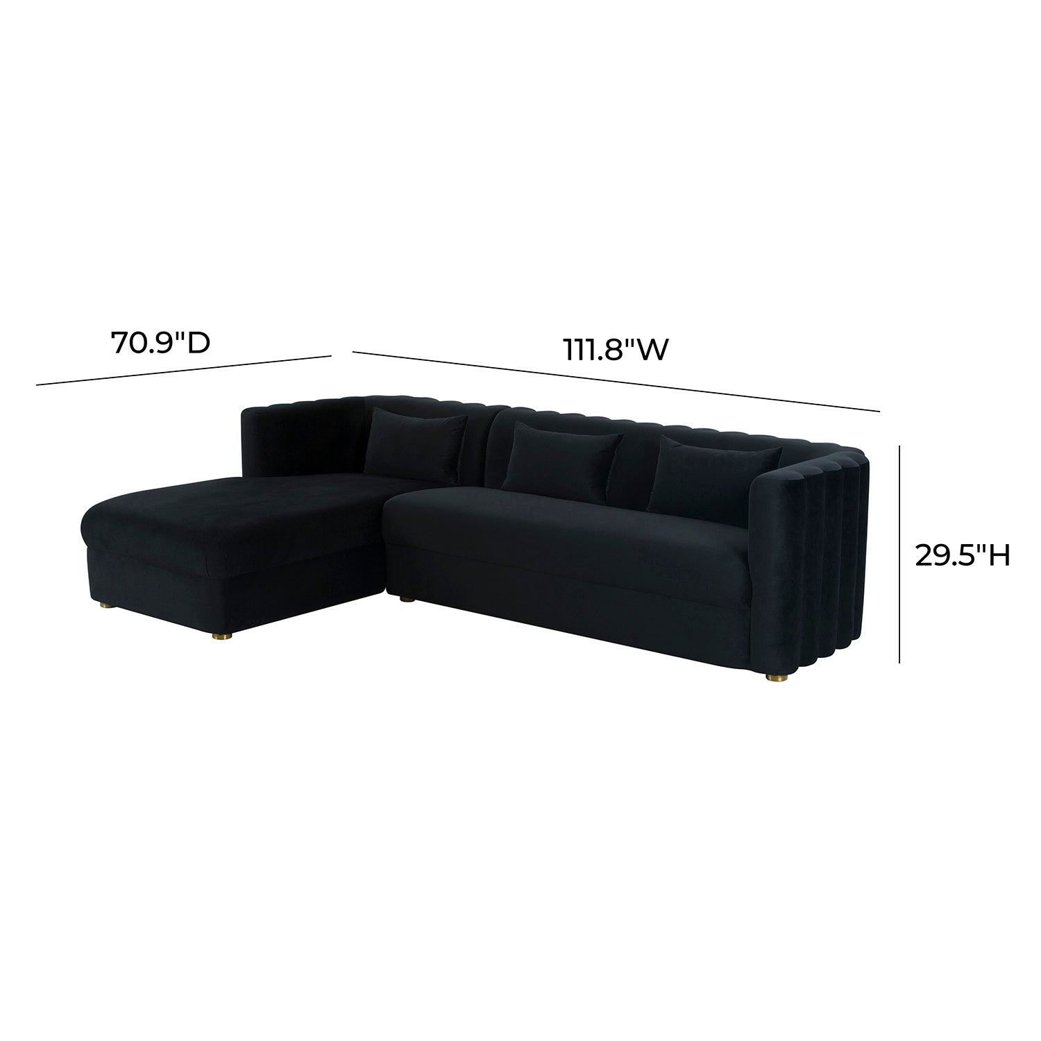 TOV Furniture Callie Velvet Left Arm Sectional Sofa