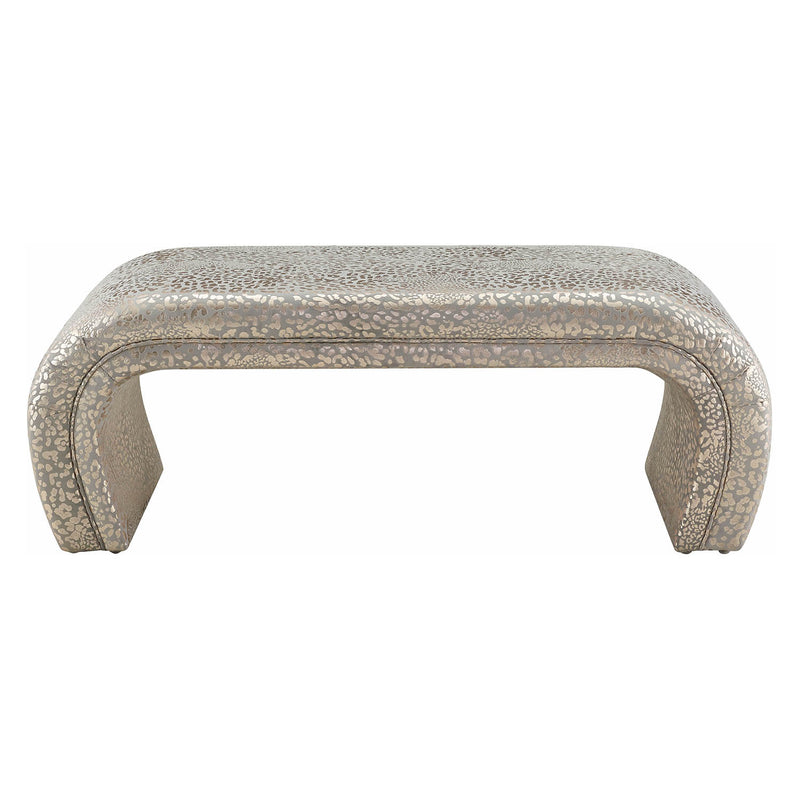 TOV Furniture Kenya Gilded Leopard Bench Paynes Gray